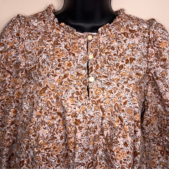 XS Universal Thread Boho Ruffle Long Sleeve Peasant Blouse Top Brick Red Orange - Picture 4 of 13